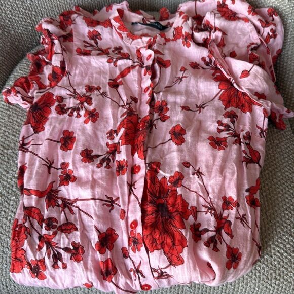 ZARA Woman Linen Blushing Blossom Ruffle Midi Dress XS - Picture 8 of 8